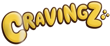 Cravingz logo von vorne in den farben gelb und braun auf weißem hintergrund