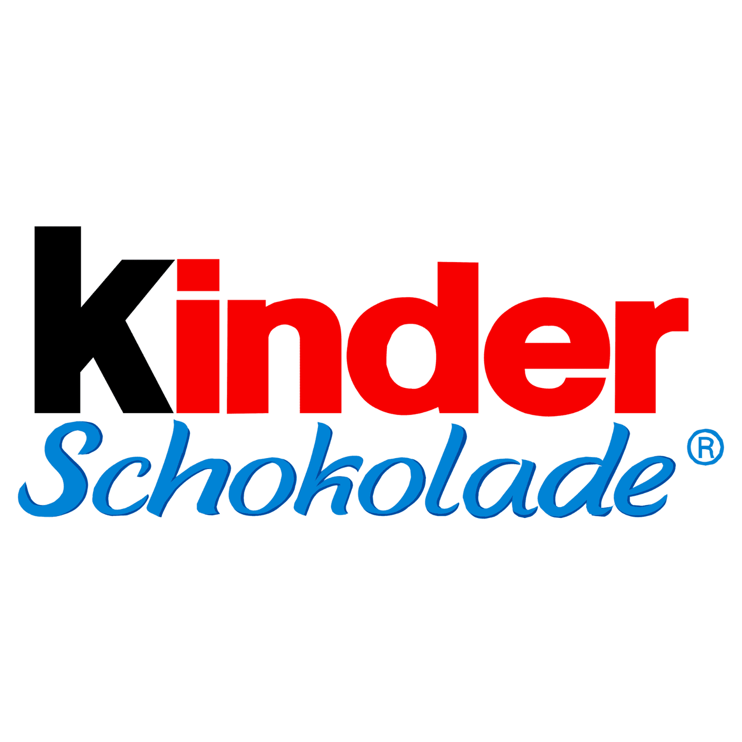 Das normale Logo Von Kinder Schokolade Das K schwarz der rest rot das schokolade in blau geschrieben 