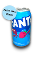 Fanta Berry 355ml Vorderseite blaue Dose mit Fanta Beschriftung und Beeren Abbildung