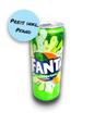 Fanta Cream & Soda 320ml Vorderseite bunte Dose mit Fanta Beschriftung auf weißem Hintergrund