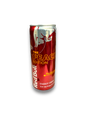 Red Bull Peach 250ml rote Dose Vorderseite mit gelber Schrift und Stierabbildung 