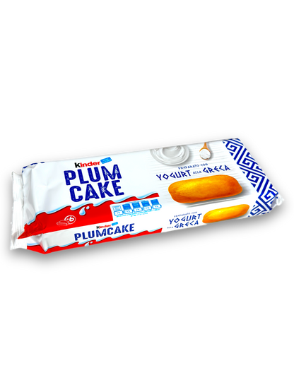 Kinder Plumcake Joghurt 192g Vorderseite weiße Verpackung mit bunter Schrift und Bild Jogurtbällchen