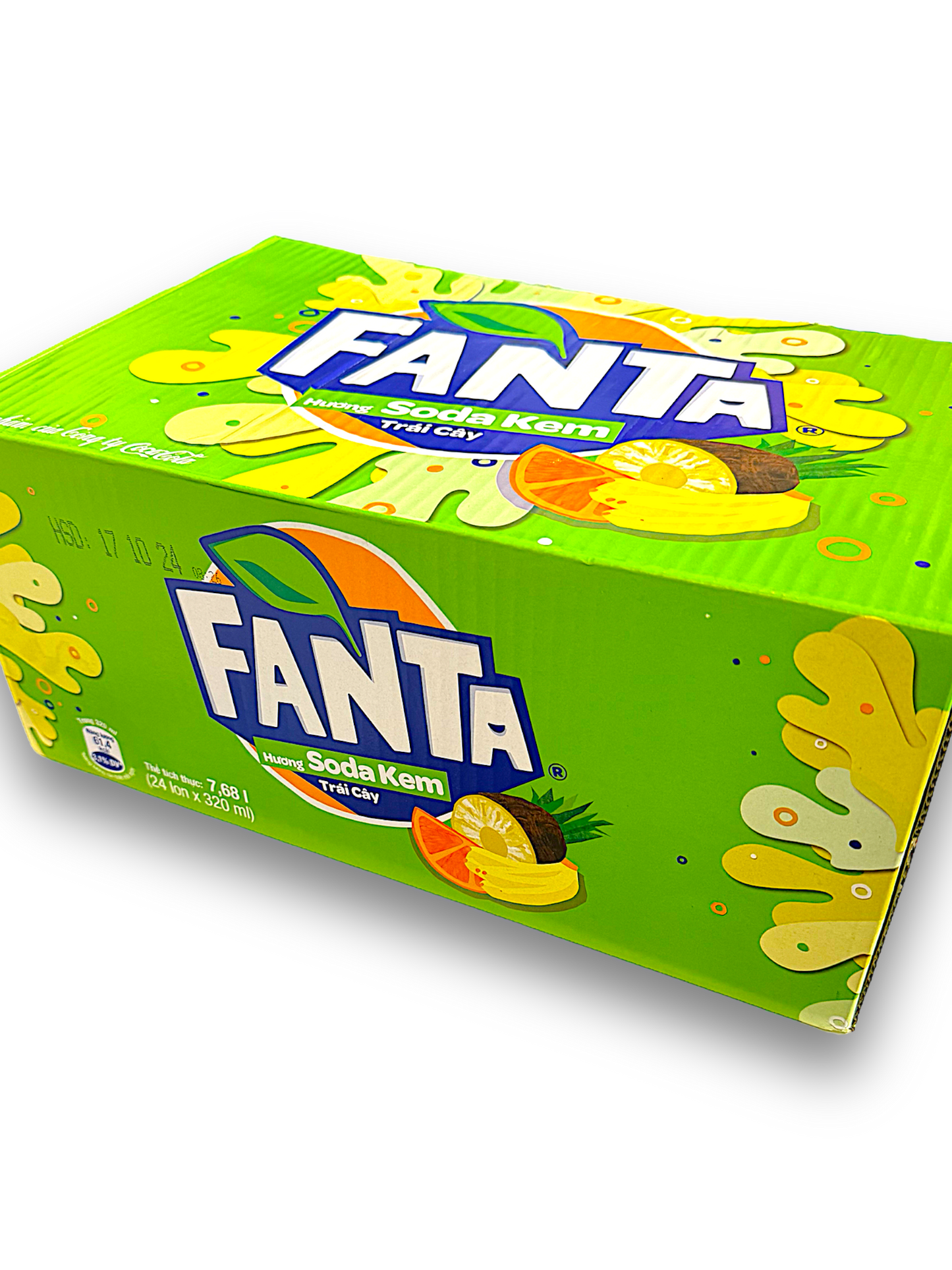 Fanta Cream & Soda 320ml Vorderseite grüne Verpackung mit Fanta Schriftzug 