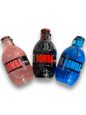 Bomba Energy Actions Bundle alle 3 Bomba Energy 250ml ganz links Pink mittig Cherry Rechts Blau