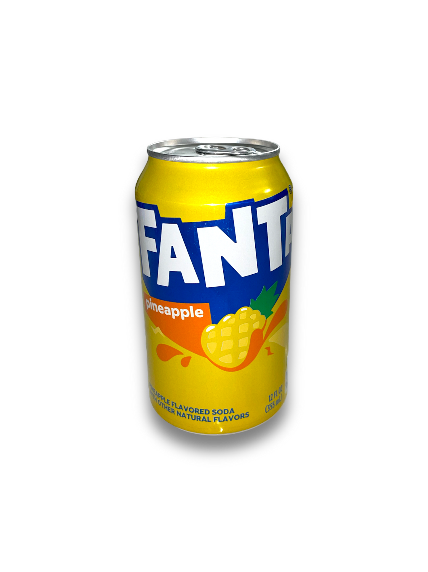 Fanta Pineapple 330ml gelbe Dose Vorderseite Fanta Schriftzug mit Ananas Abbildung 