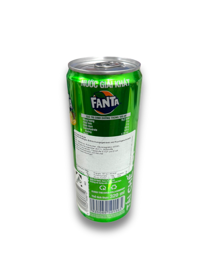 Fanta Cream & Soda 320ml Rückseite bunte Dose mit Produktbeschreibung