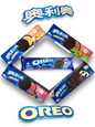 Oreo Cookies Bundle, verschiedene Oreo Cookies Vorderseite blaue Verpackung auf weißem Hintergrund