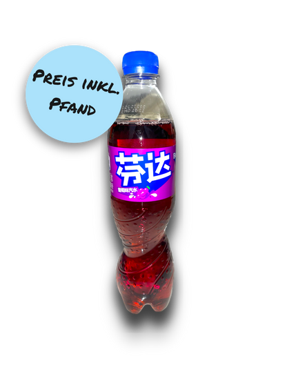 Fanta Grape China 500ml Flasche Vorderseite mit chinesischem Schriftzug 