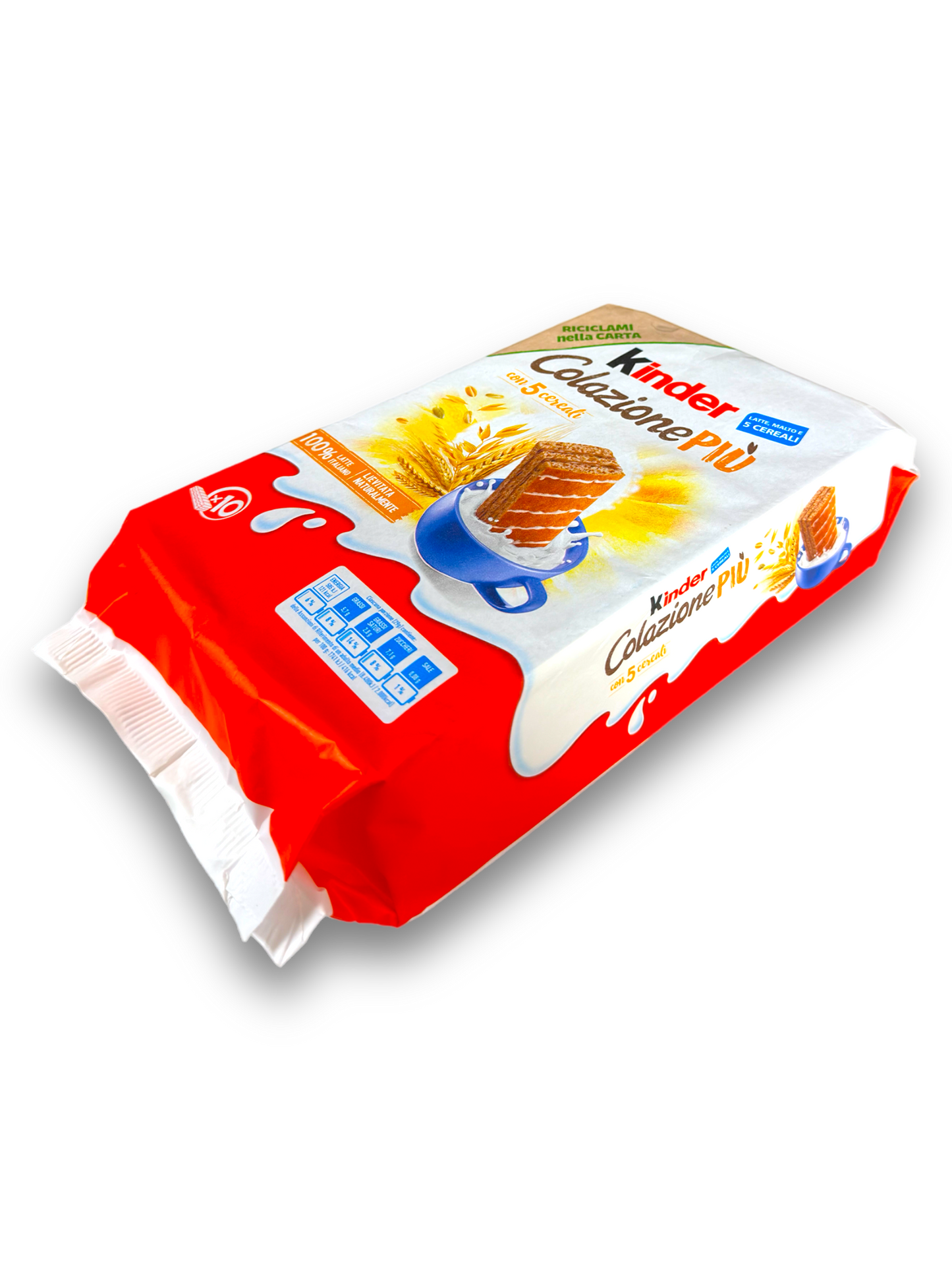 Kinder Colazio Pù 290g Vorderseite weiß-rote Verpackung mit bunter Schrift und Produktabbildung