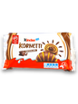 Kinder Kornetti Chocolato 252g Vorderseite weiß-rote Verpackung mit bunter Schrift und Bild Hörnchen