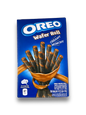 Oreo Wafer Roll Chocolate 54g Vorderseite blaue Verpackung mit weißer Schrift auf weißem Hintergrund