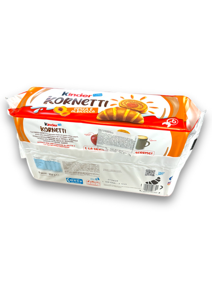 Kinder Kornetti Aprikose 252g Rückseite Verpackung mit Bild Produkt und Produktbeschreibung