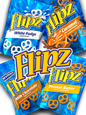 Flipz White Fudge, Flipz Salted Caramel, Flipz Milk Chocolate, Flipz Peanut Butter Vorderseite 