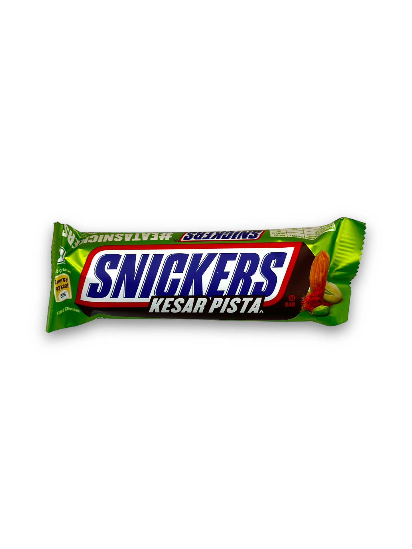 Snickers Kesar Pista bietet eine exotische Mischung aus Safran und Pistazien in cremiger Schokolade, einzigartig und unwiderstehlich!