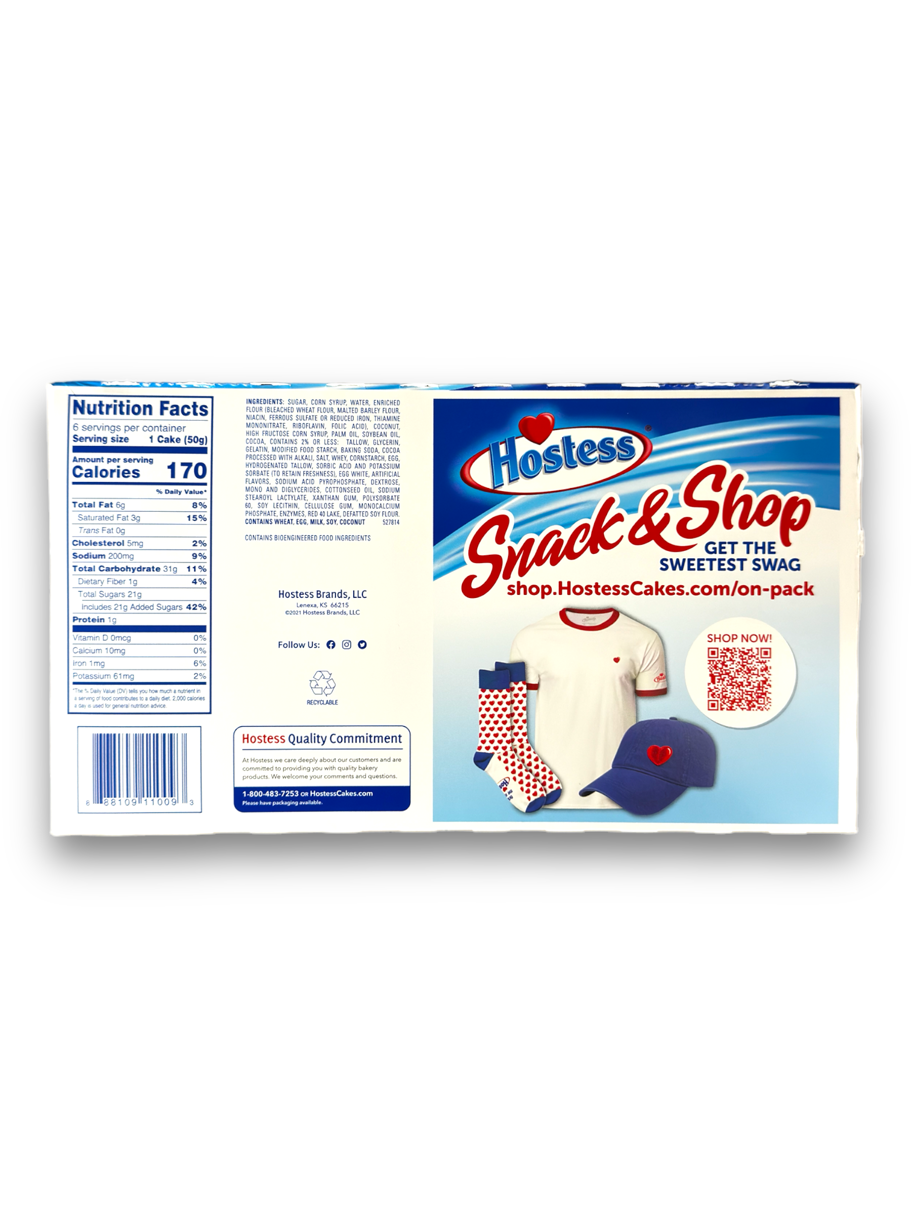 Hostess Snoballs 284g Rückseite weiße Verpackung mit roter Schrift und Produktbeschreibung