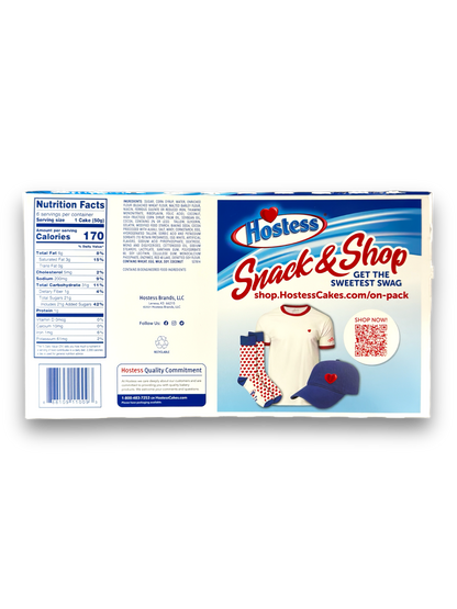 Hostess Snoballs 284g Rückseite weiße Verpackung mit roter Schrift und Produktbeschreibung