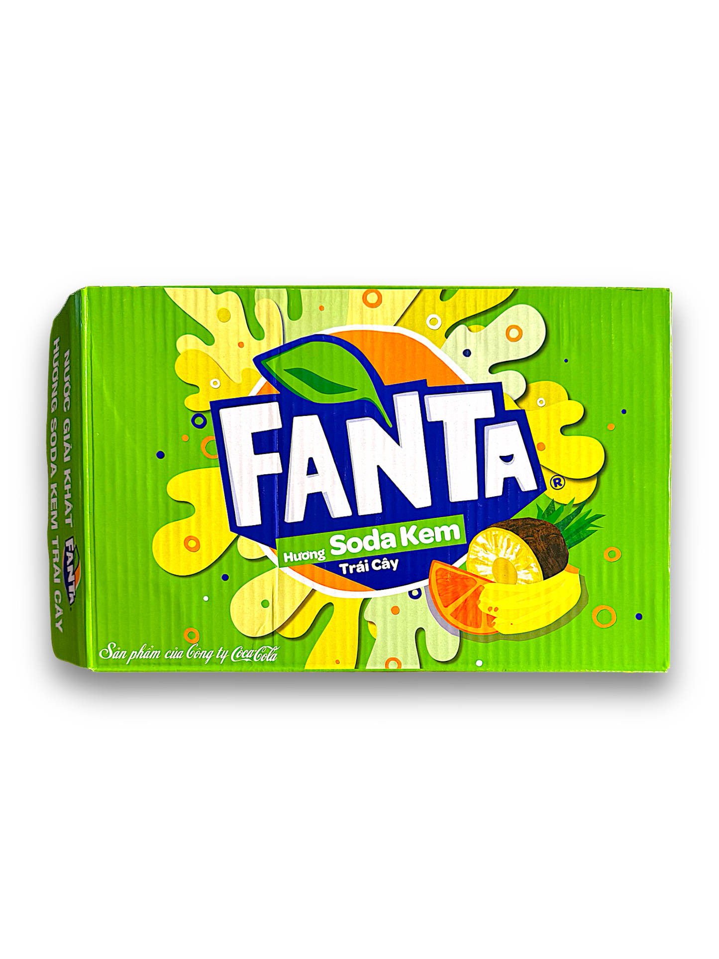 Fanta Cream & Soda 320ml Vorderseite grüne Verpackung mit Fanta Schriftzug 