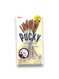 Pocky Cookies Cream 40g Vorderseite weiße Verpackung  mit blauer Schrift und Schokostäbchen Bild