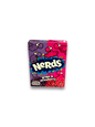 Vorderseite einer 46,7g Packung Nerds Grape & Strawberry, lila und rote Verpackung mit Nerds-Logo.