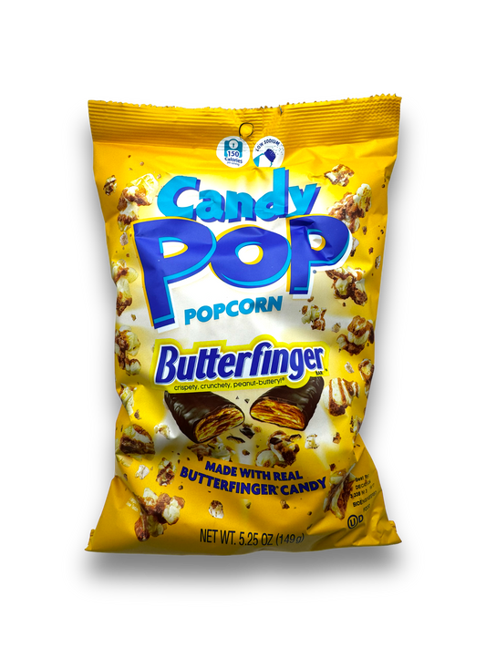 Leckeres Candy Pop Popcorn vermischt mit knusprigen Butterfinger-Stückchen, ideal für Naschkatzen.