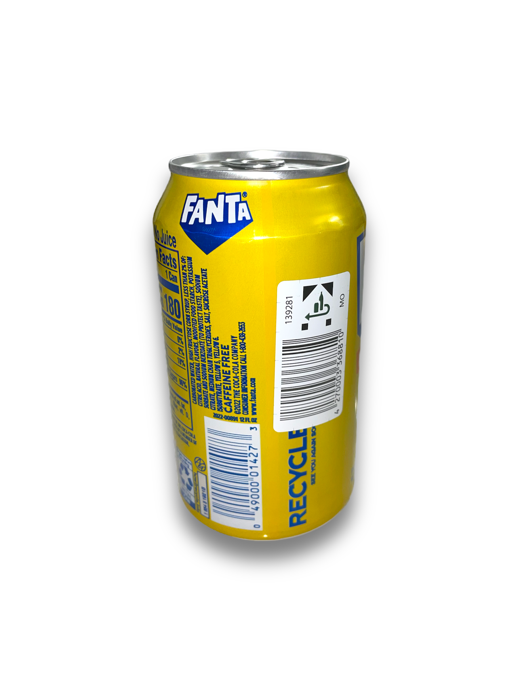 Fanta Pineapple 330ml gelbe Dose Rückseite Fanta Schriftzug mit Produktbeschreibung